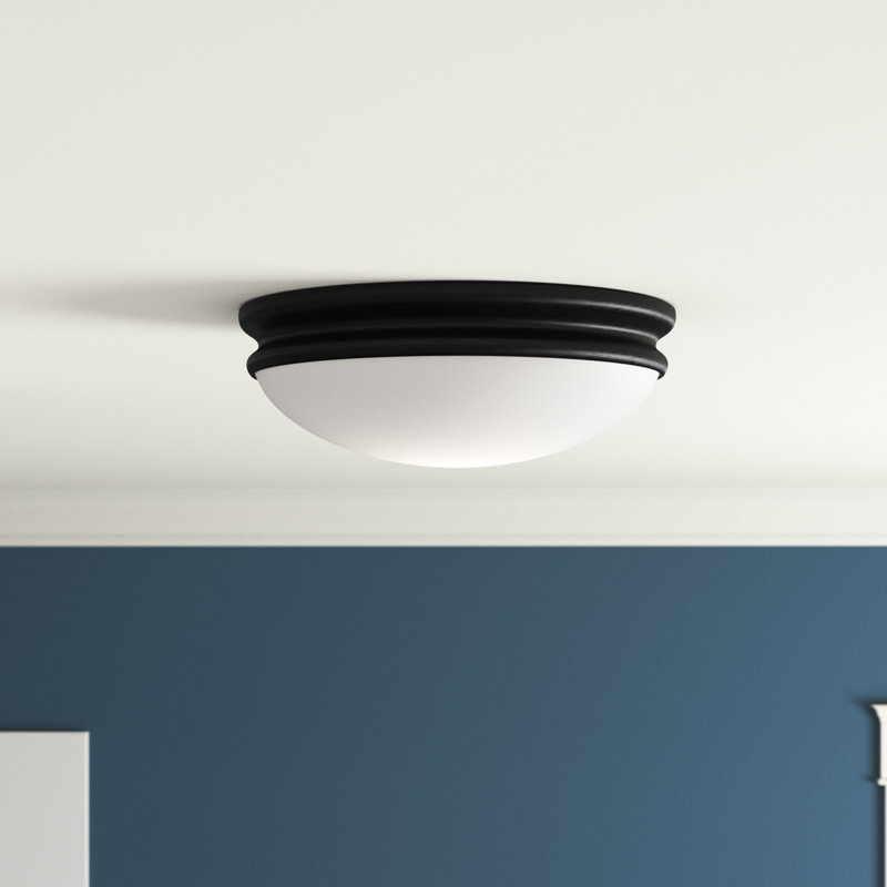 Bruton Glass Flush Mount, Matte Black