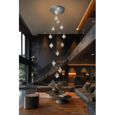 Lustre en cristal de luxe à DEL 12 lumières à intensité variable moderne réglable