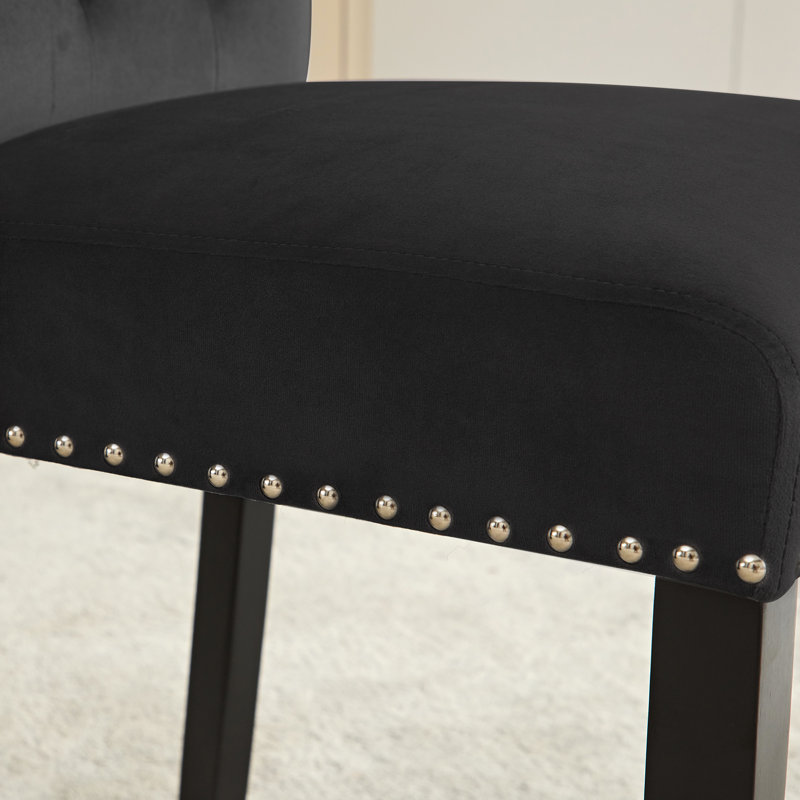 Amdan Tufted Velvet Modern Dining Chair, Black
