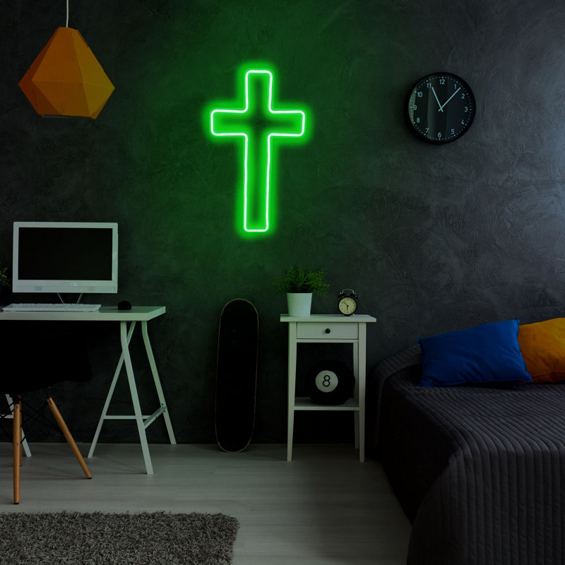 Bande de lumière flexible au néon, imperméable IP67, 16,5 po x 17,0 po x 0,8 po | Vert, gabarit en mousse de PVC, système de fixation murale intégré | 12V DC, 20,2 Watts | Parfait pour la décoration intérieure, les fêtes et les événements