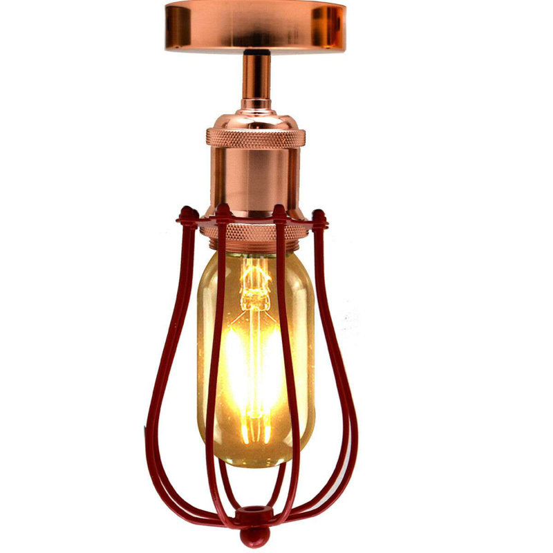 Bomar Adjustable Arm Sconce with Cage Shade – Vintage Traditional Wall Light for Living Rooms, Bedrooms, and Hallways., Red