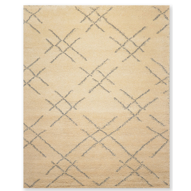 Tapis de zone en laine 8 pi x 10 pi noué la à la main one-of-kind Chasity