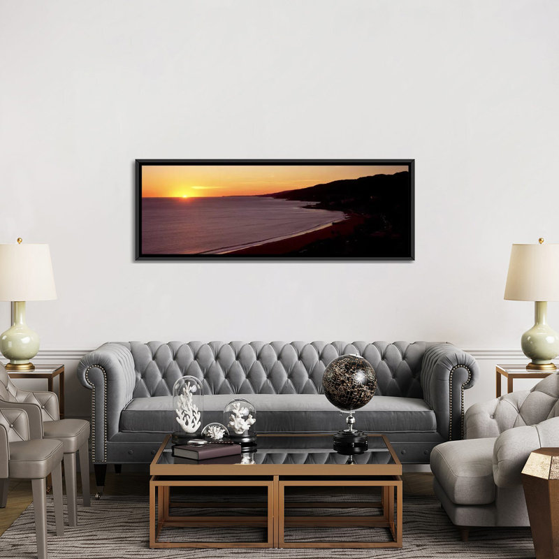 «Malibu Beach at Sunset in Los Angeles County, California», reproduction de photo sur toile, H 12 po x l 36 po x 1,5 po