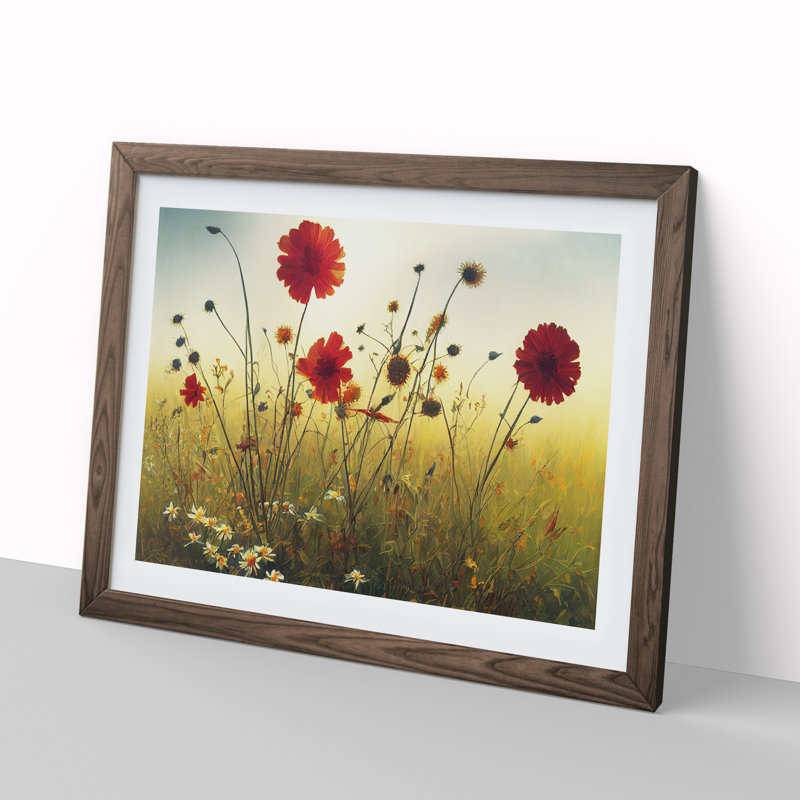 Great Wildflowers Floral 1 Piece Single Picture Frame Painting, 34cm H x 46cm W x 2cm D, Walnut