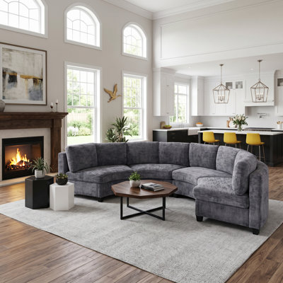 Curved Modular Sectional Couch with Deep Seat & Removable Cushions