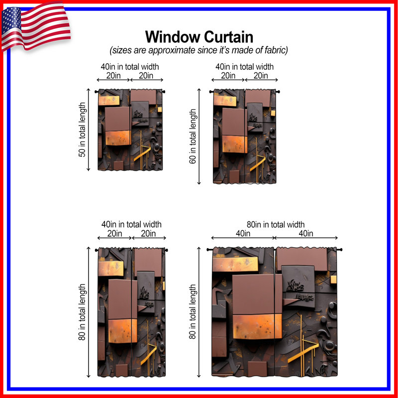 Rideaux géométriques abstraits et géométriques obscurcissant - 2 panneaux, 80in x 82in - 2 panels, Room Darkening