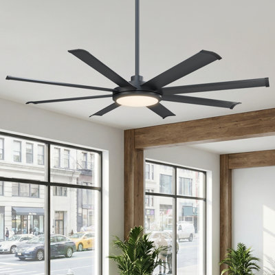 Harrigan 60"/75" 8-Blade Modern Industrial Ceiling Fan with Dimmable LED Lights and Remote Control