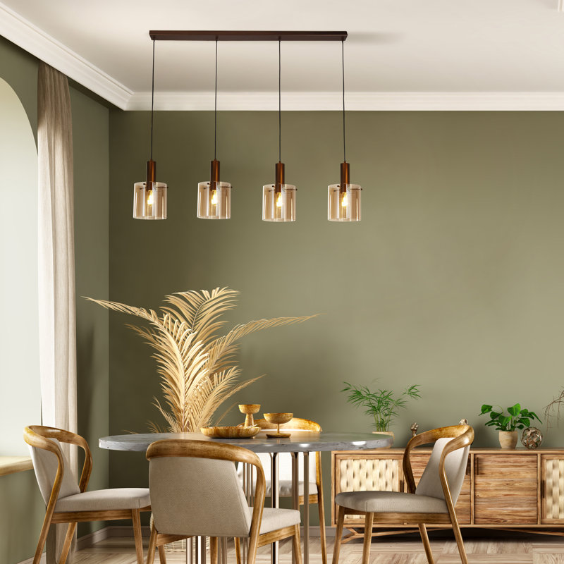 Montravious 4 - Light Cylinder Chandelier, Powder Coated Satin, Amber