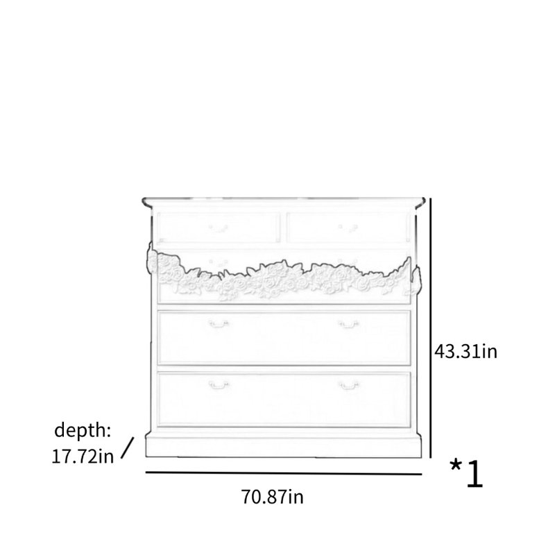 Modern Carved Rose Accent Cabinet