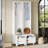 Coat Racks, Set of 2 French Retro 3-in-1 Hall Tree with Bench &amp; Drawers, White | White | MDF-2002065408