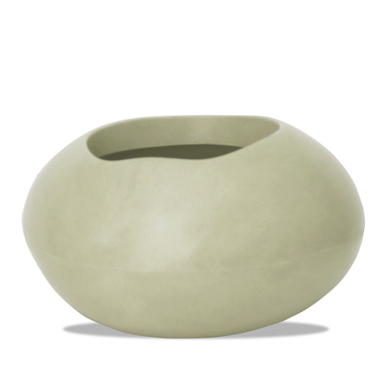 Dhruvin ECOBO Eco-Friendly Round Pot Planter, Rochas Indoor/Outdoor Four Season Use, Marble Beige, 7.5" H x 12.2" W x 12.2" D