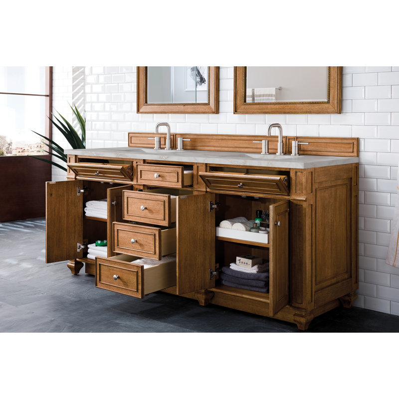 Bristol 72 in. Double Vanity, Saddle Brown, Victorian Silver