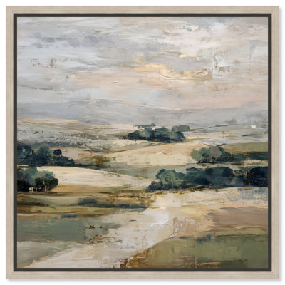 «Rolling Green III», reproduction d'art sur toile encadrée par Art Remedy, cadre en chêne naturel, 30 x 30