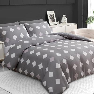 Soft Touch Reversible Duvet Cover Set with Secure Zipper & Corner Ties
