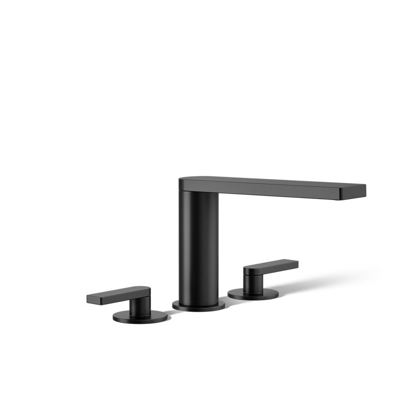 Composed Double Handle Deck Mounted Roman Tub Faucet Trim with Diverter, Matte Black