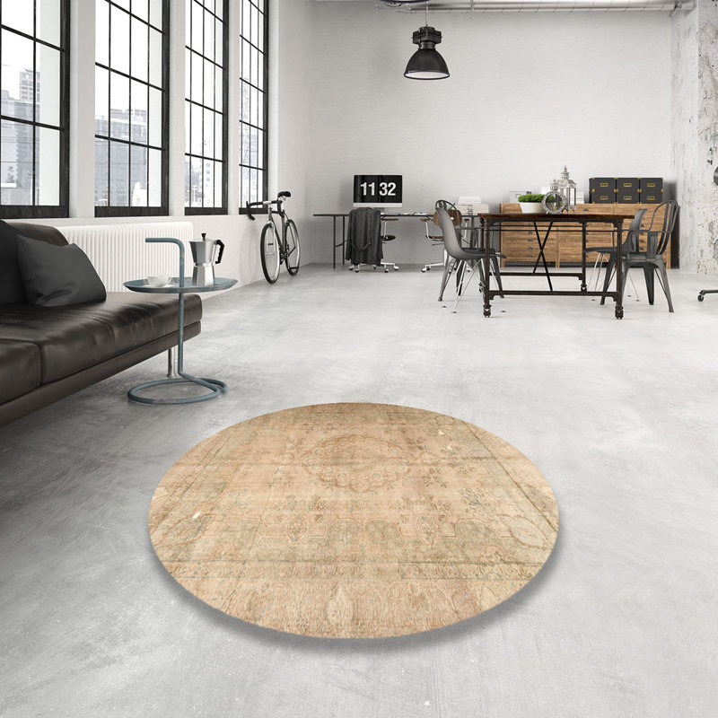 Tapis traditionnel beige / rose clair Pimms, Rond 7 pi