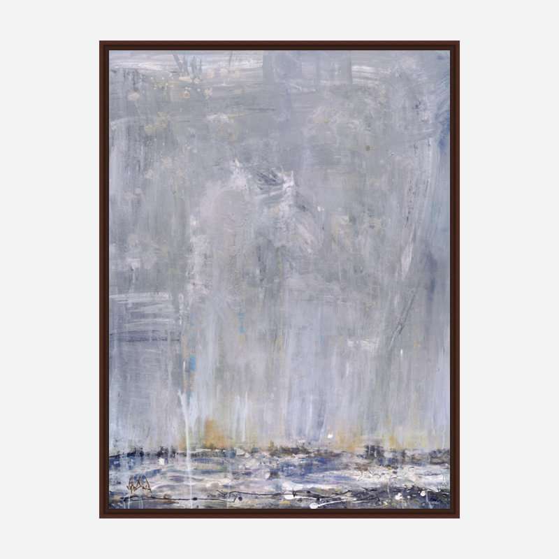 Blue Rain I - Artist Enhanced Canvas Print, 41.5" H x 31.5" W x 1.75" D, Brown Framed Canvas