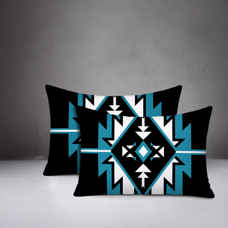 Oreiller réversible intérieur / extérieur Loma, 25 x 18, Turquoise