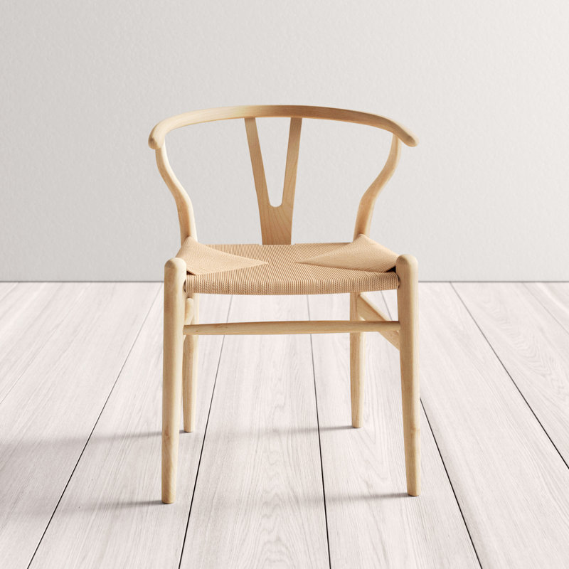 Chaise de salle à manger en bois massif Rodolfo Wishbone, Naturel / frêne naturel