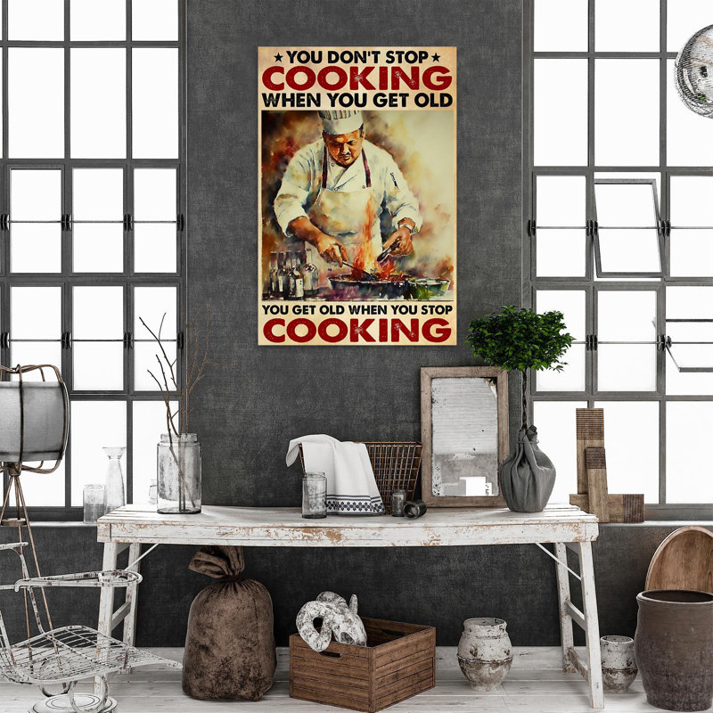 Impression sur toile élisabéthaine You Get Old When You Stop Cooking, H 36 po x l 24 po x P 1,25 po