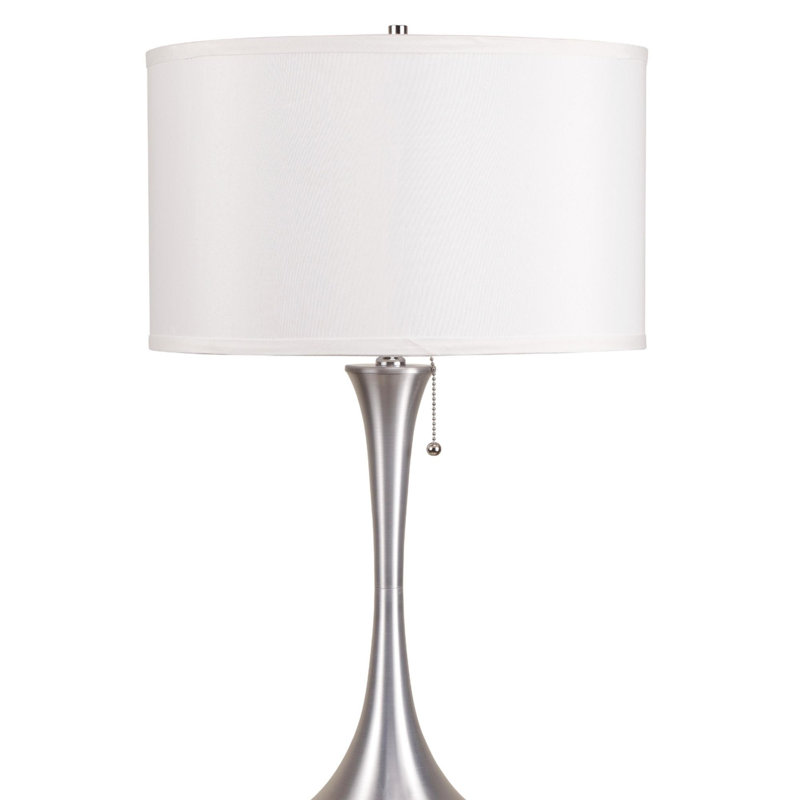 Lampe de table rétro 27 po en métal avec finition argentée