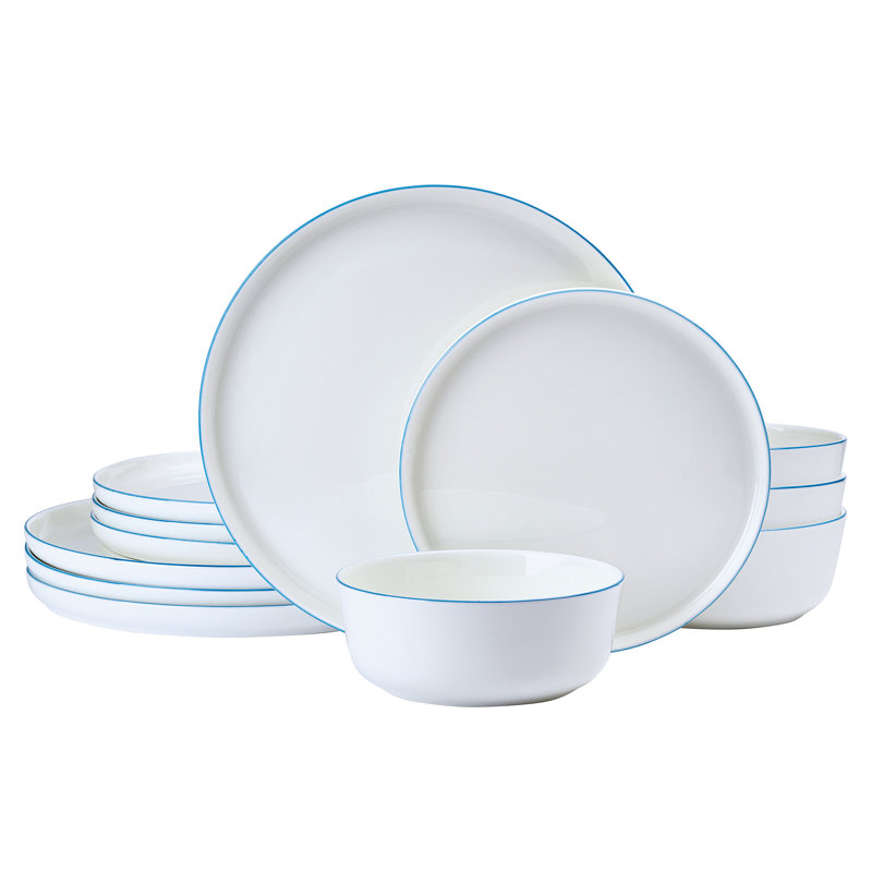 Service de table 12 pièces Mikasa Samantha, Blanc / Bleu