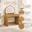  Modern MDF and Rubber Wood Makeup Vanity Table with Touch Screen Lighted Mirror and Convertible Desk Function-1734324313