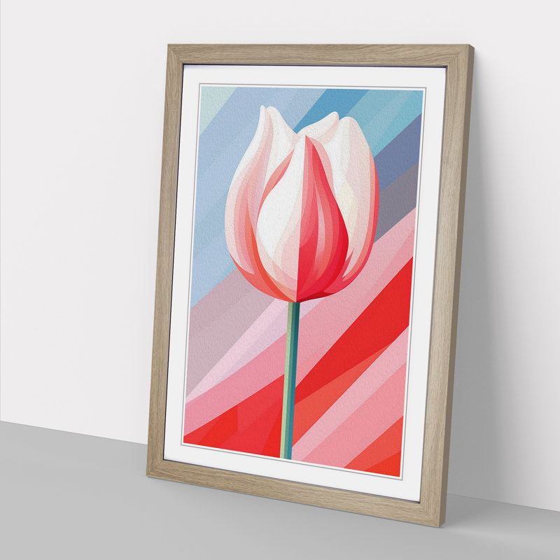 Tulip Flower Op - Framed Print, 34cm H x 25cm W x 2cm D, Oak 