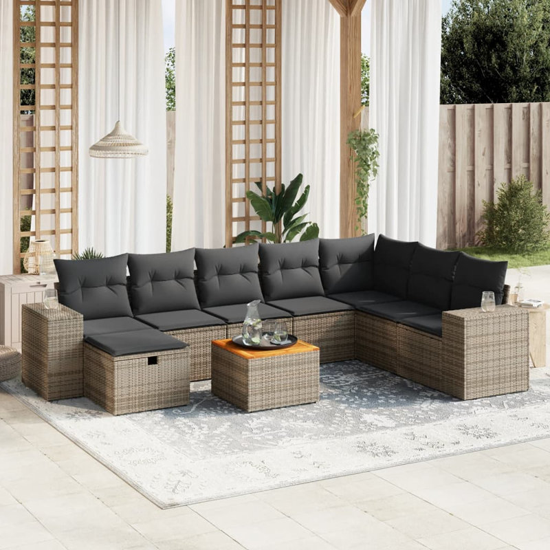 Ensemble de canapé de jardin Vidaxl Gris, gris foncé