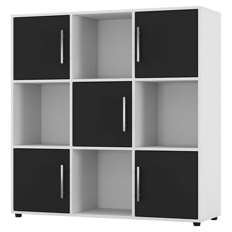 Berntraud 90.5cm H x 89cm W Cube Bookcase, White/Black