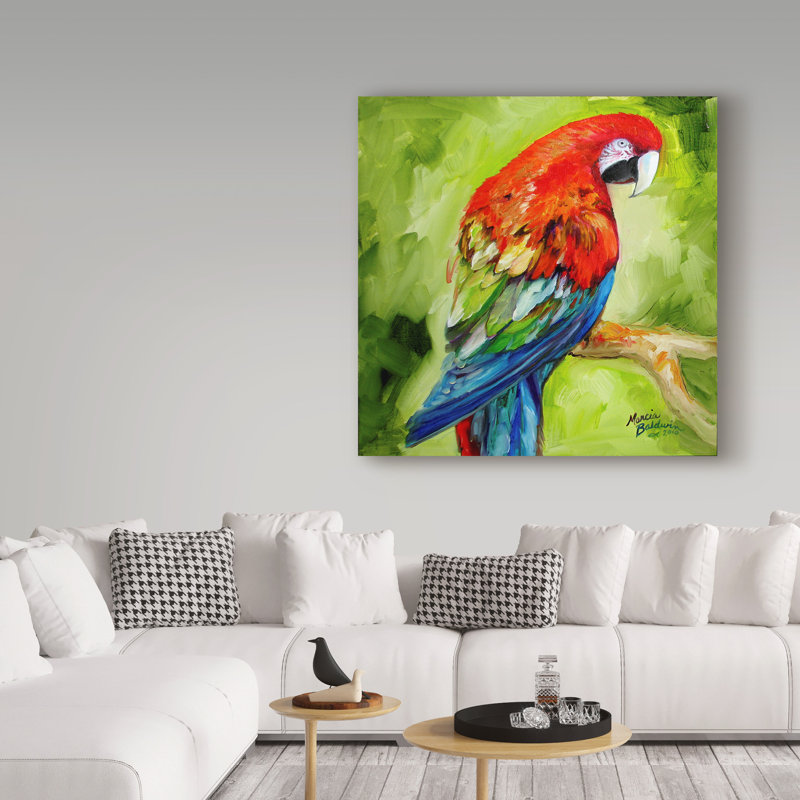 Duniya «Macaw Tropical», reproduction de peinture à l'acrylique sur toile tendue, H 35 po x l 35 po x P 2 po