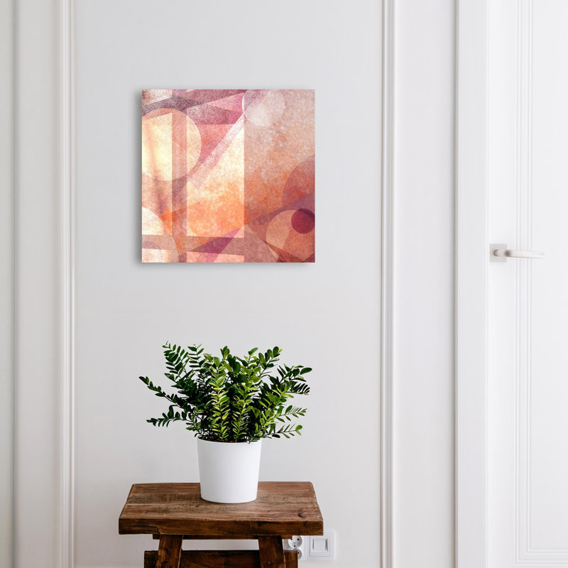 Key box for wall, Opens to the right, 30x30x5, White, Abstract forms in shades of pink and orange, 