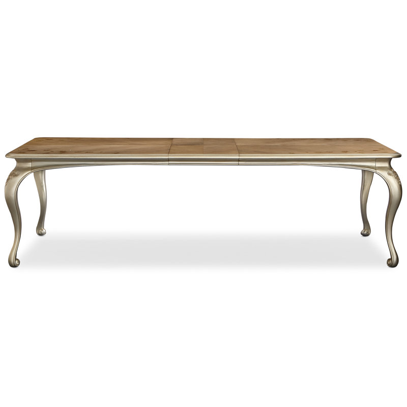 Fontainebleau Rectangular Brown and Gold Extendable Dining Table