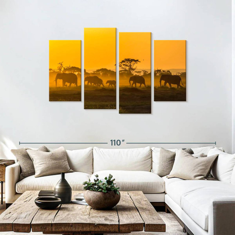 Amboseli Elephants, 48" H x 75" W