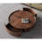 Minimalist walnut color round coffee table set