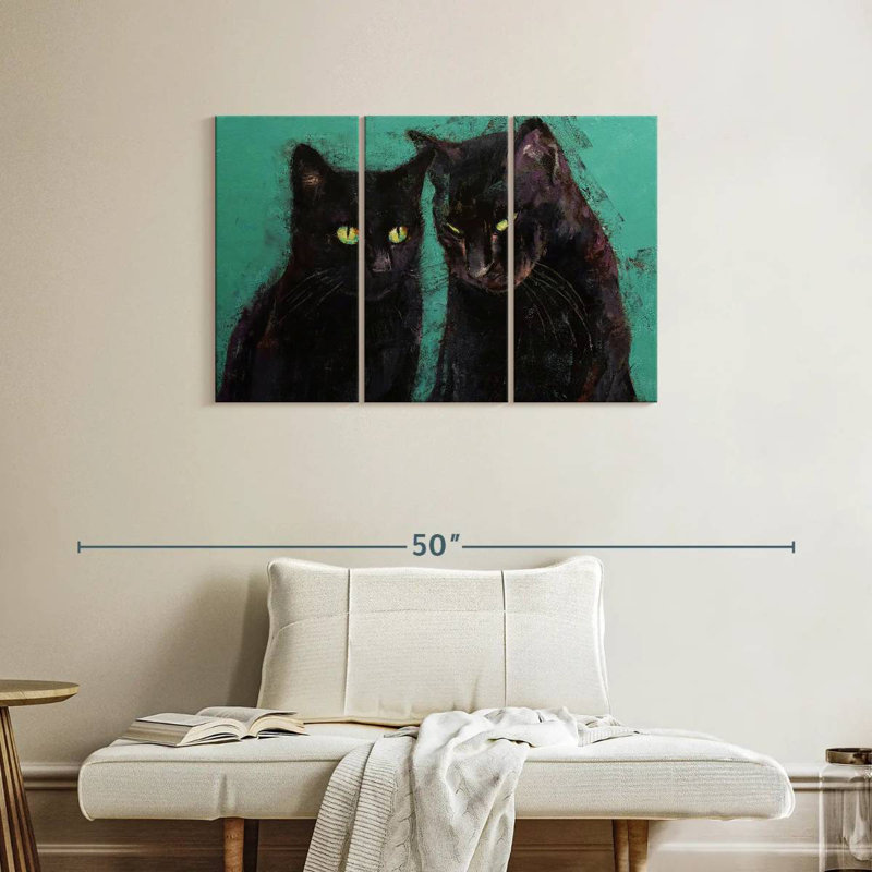 Two Black Cats, 24" H x 38" W