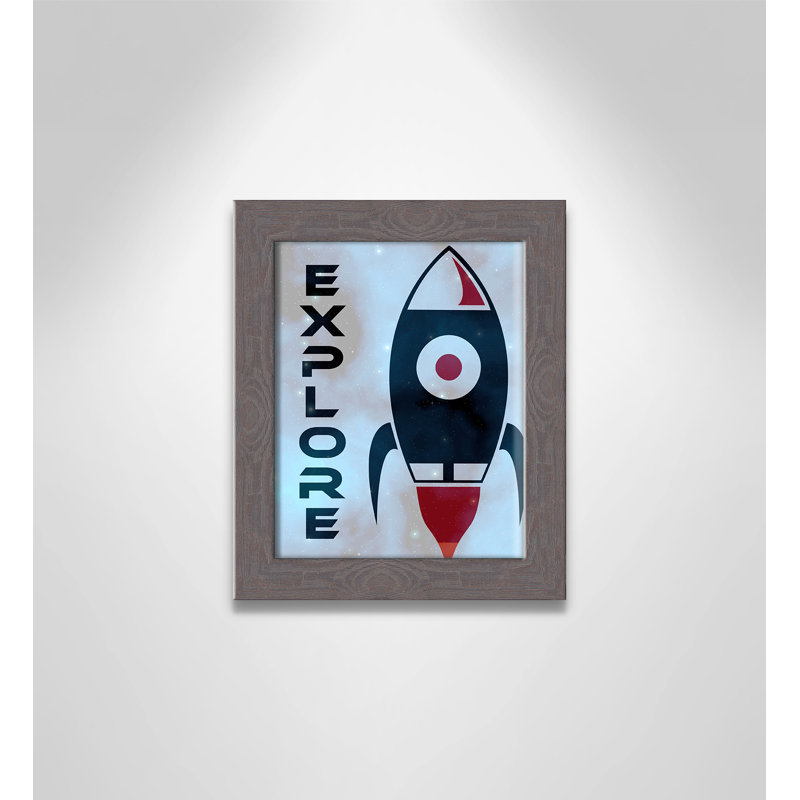 Explorer l’espace, 10" H x 8" W x 0.63" D, Encadrement fil du bois gris