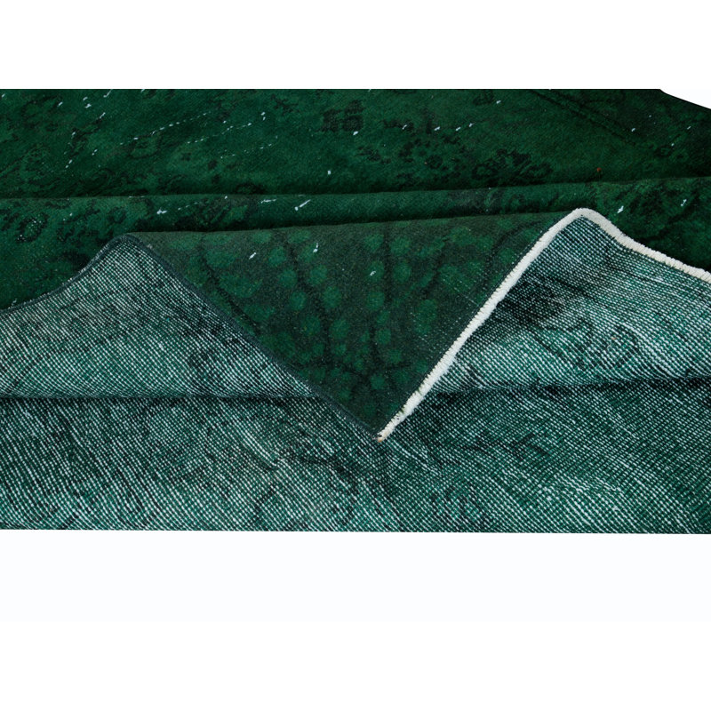 Tapis turc 5,3 x 8,3 pi fabriqué à la main en vert forêt