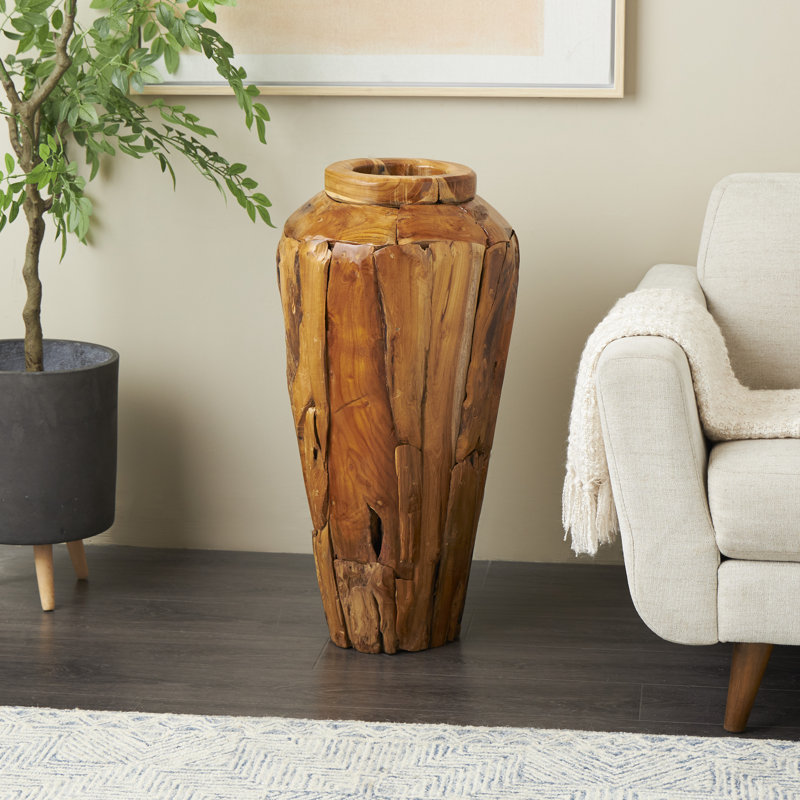 Vase décoratif en bois de teck Carleene, H 31,5 po x l 15 po x P 15 po