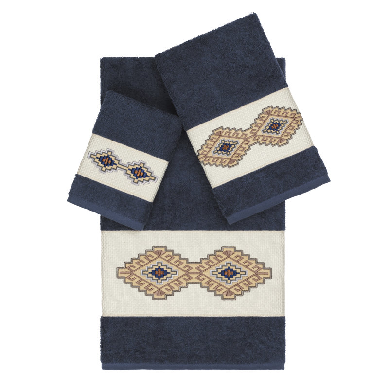 Gianna 3 Piece Turkish Cotton Towel Set, Midnight Blue