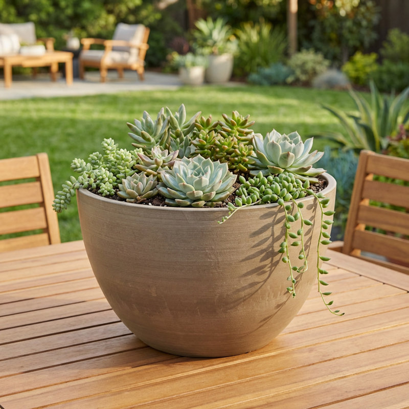 Pot à fleurs en résine Cara, Taupe