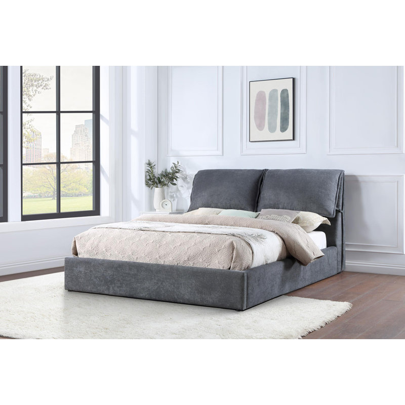 Addlie Upholstered Queen Panel Bed Dark Grey, Gray, Queen