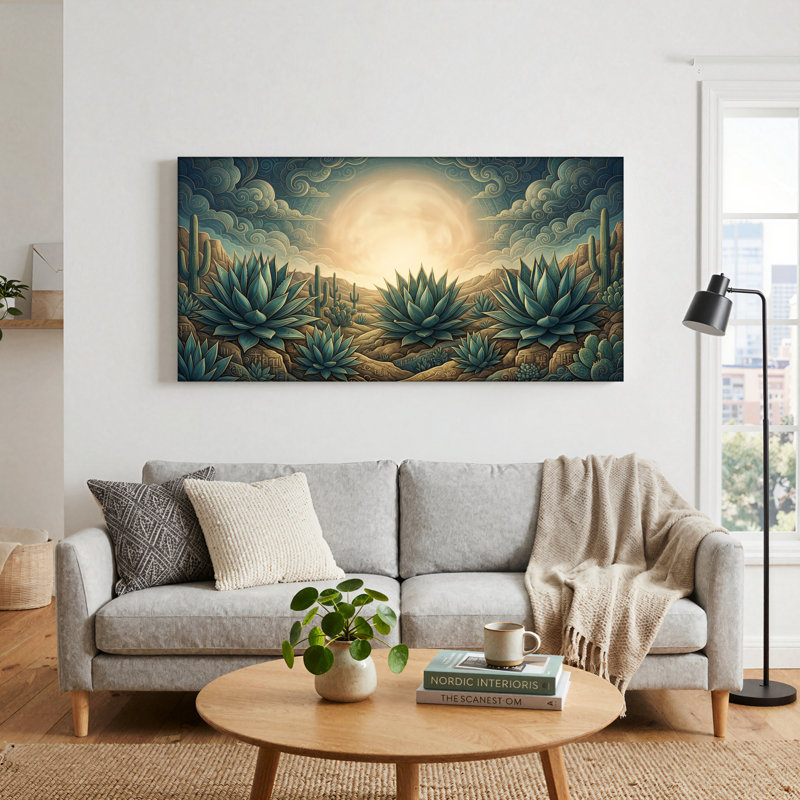 Ensemble de 1 tableau sur toile « Lune du désert », 32“W x 16”H, Wrapped Canvas
