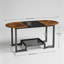 Table basse ovale avec tablette de rangement à 2 niveaux, table centrale étroite étroite pour petits espaces, cadre rustique brun et noir, design compact pour le salon, la chambre à coucher et le bureau