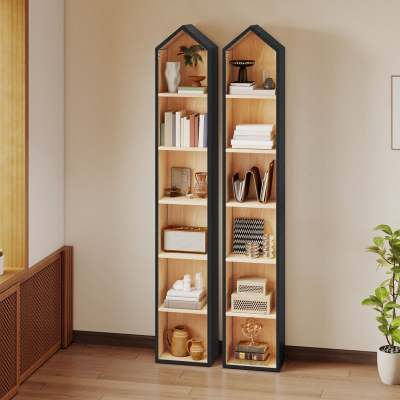 6 Tier Bookcase Oak 180 X 23.5 X 30 Cm, Black