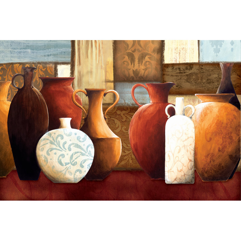 Patchwork Pots 2 - Wrapped Canvas Painting, 30cm H x 46cm W x 3.8cm D
