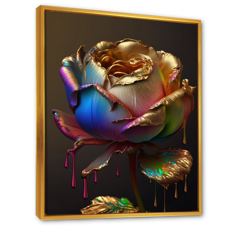 «Rainbow Peony», impression sur toile, H 40 po x l 30 po x P 1,5 po, Cadre flottant doré