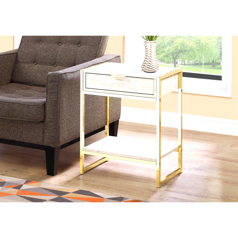 Table d'appoint, métal chromé, contemporain, moderne, Beige, Doré
