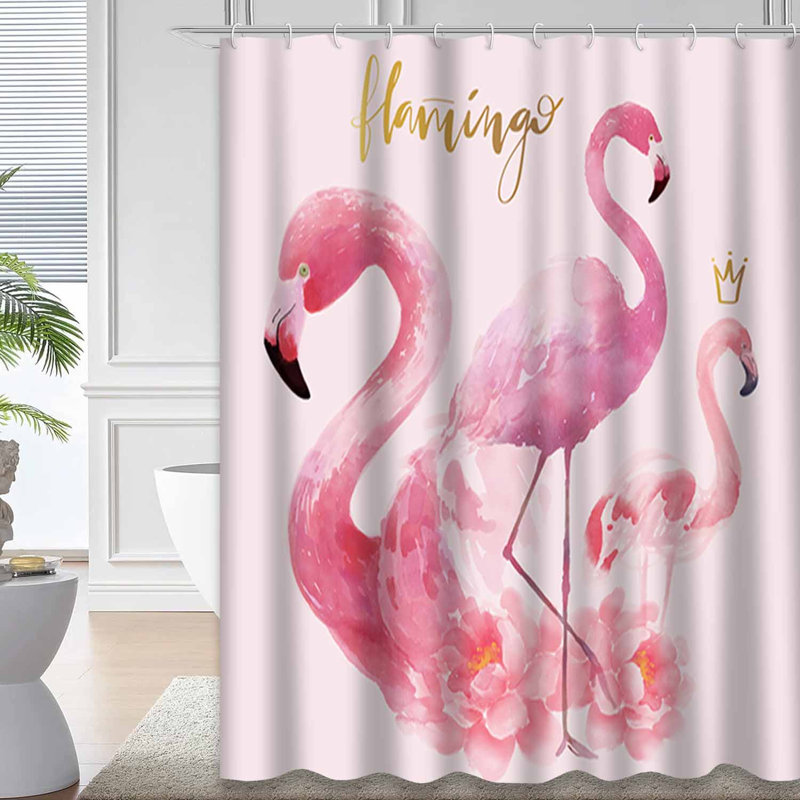 Flamant rose avec aquarelle et rose, 72" L x 84" W