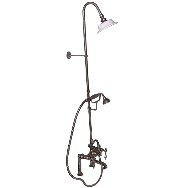 Bathroom Clawfoot Tub Faucet with Diverter, Lever Handle, Polished Nickel